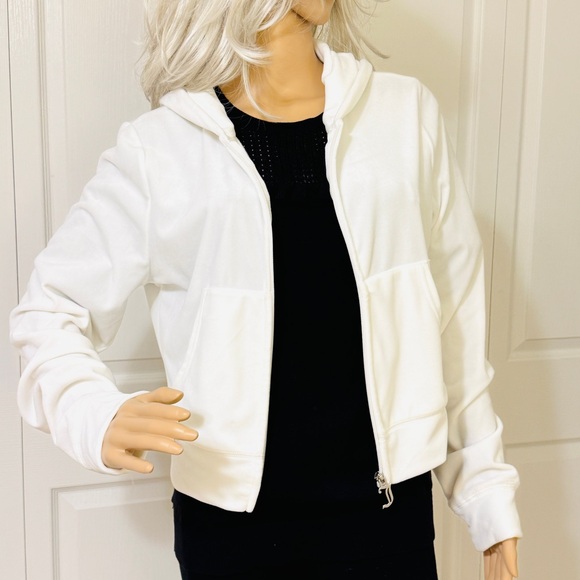 JUICY COUTURE NEW Velour Bling Hoodie White Women's Hoodie Jacket - Picture 3 of 14